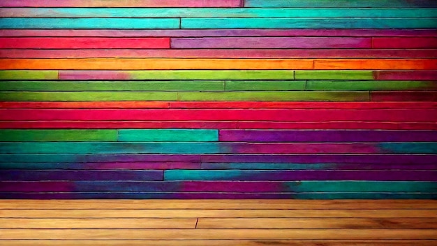 Foto kleurrijke achtergrond met houten muurtextuur