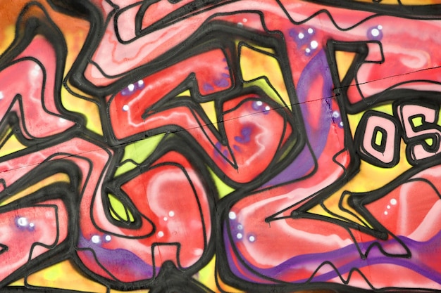 Kleurrijke achtergrond van graffiti schilderij kunstwerk met heldere aerosol strips en prachtige kleuren