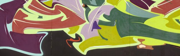 Kleurrijke achtergrond van graffiti schilderij kunstwerk met heldere aerosol strips op metalen wand