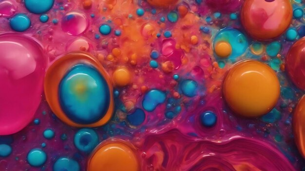 Foto kleurrijke acrylbubbelsabstract inktontwerp sjabloon gemengde textuur achtergrond