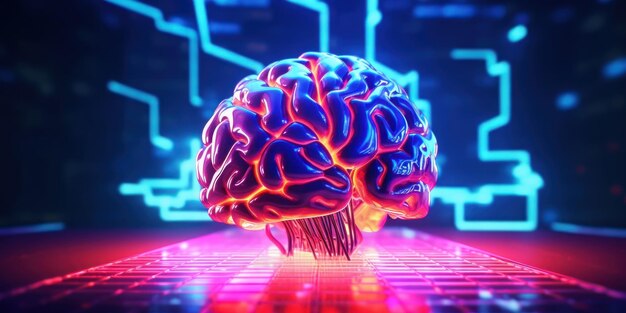 Kleurrijke Ai Brain Digitale innovatie Neurale netwerken en machine learning Gemaakt met Ai