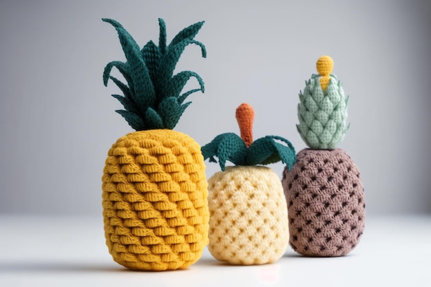 kleurrijke ananas fruitvorm gehaakte kunst illustratie