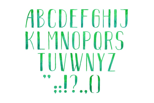Kleurrijke aquarel aquarelle lettertype type met de hand geschreven hand tekenen abc alfabet letters