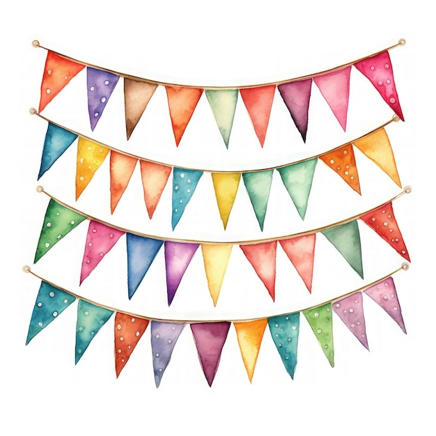 Kleurrijke aquarel Bunting Clipart op witte achtergrond AI gegenereerd