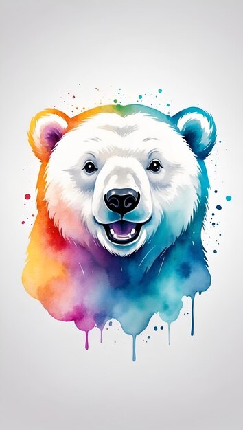Kleurrijke aquarel schattige ijsbeer illustratie op een witte achtergrond