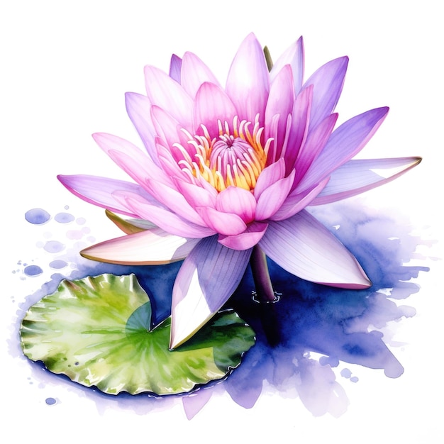 Kleurrijke aquarel waterlelies bloem illustratie op een witte achtergrond