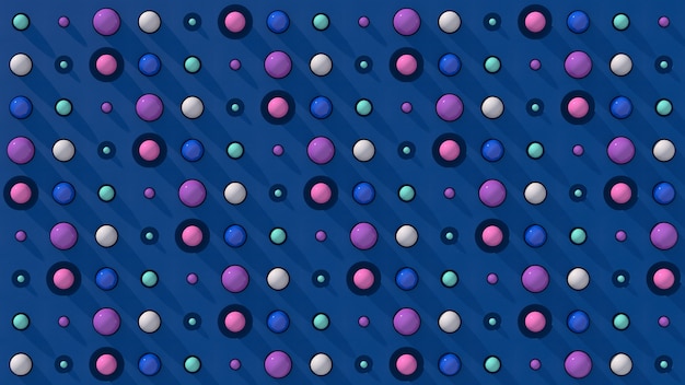 Kleurrijke ballen, blauwe achtergrond. hard licht. de abstracte 3d illustratie, geeft terug.