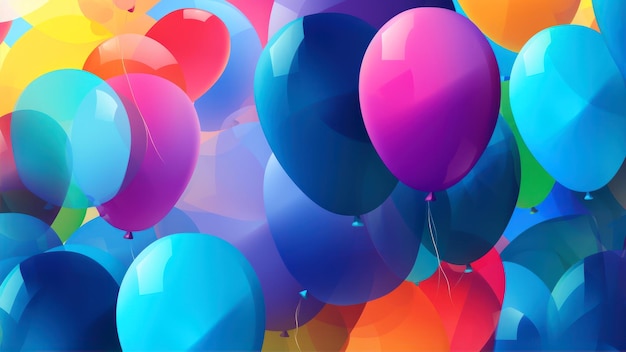 Kleurrijke ballonnen in een bos