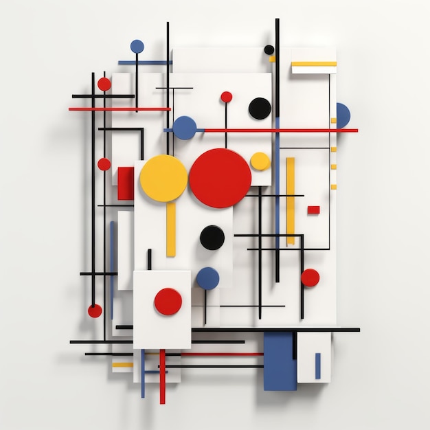 Kleurrijke Bauhaus-geïnspireerde canvas beeldhouwkunst met De Stijl-invloed