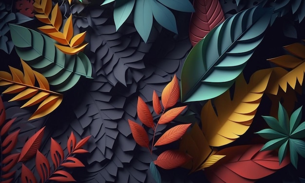 Kleurrijke bladeren abstracte achtergrond Generatieve AI