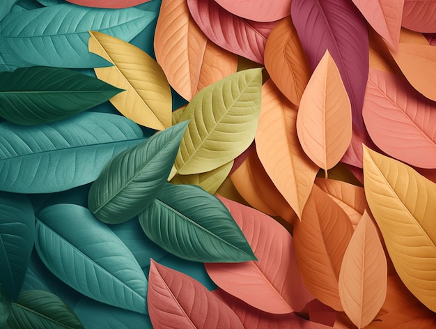 Kleurrijke Bladeren Achtergrond Wallpaper AI Gegenereerd