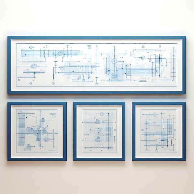 Foto kleurrijke blauwdruk papier lichtblauwe kleur technische tekening stijl blu creatief concept idee ontwerp