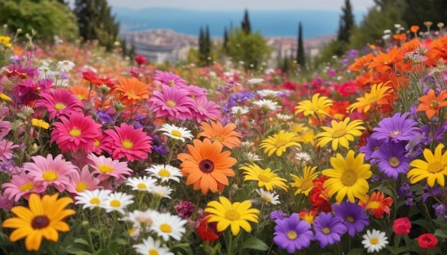 kleurrijke bloemen als panoramische achtergrond