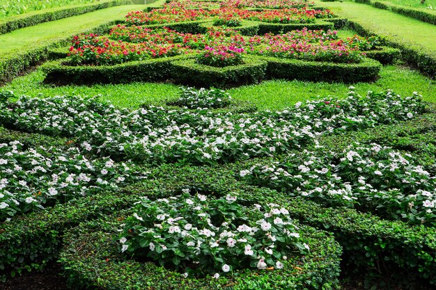 Kleurrijke bloemen in de tuinen.