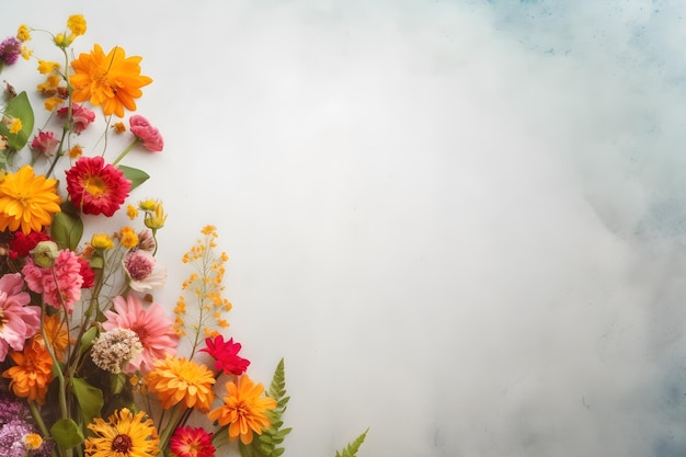 kleurrijke bloemen tegen een grungeachtergrond