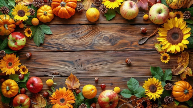 Kleurrijke bloemen versieren een houten tafel