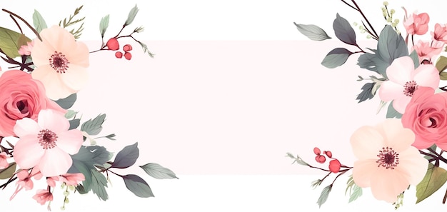 kleurrijke bloemenrand met aquarel Aquarel valentijnsdag bloemen illustratie genereren AI
