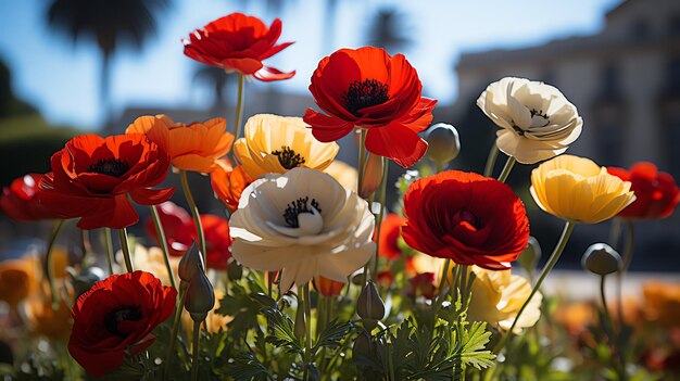 Foto kleurrijke bloemenveld