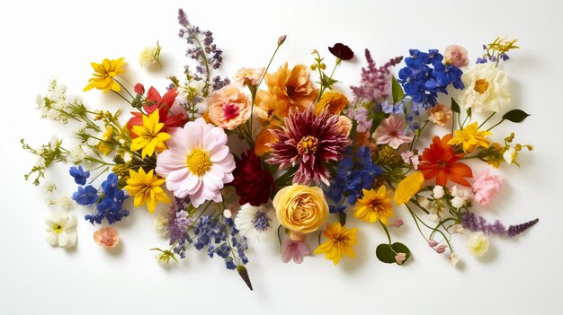 Kleurrijke boeketten versheid van bloemen voor kunst decoratie