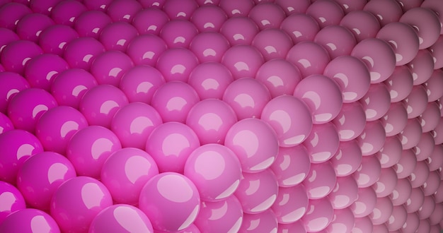 Kleurrijke bol 3d render roze bal patroon met rubber textuur met reflecties. Abstracte kunst mode achtergrond. Geweldige abstracte overloopstof. Conceptplek voor design. Kopieer ruimte voor toevoegen.