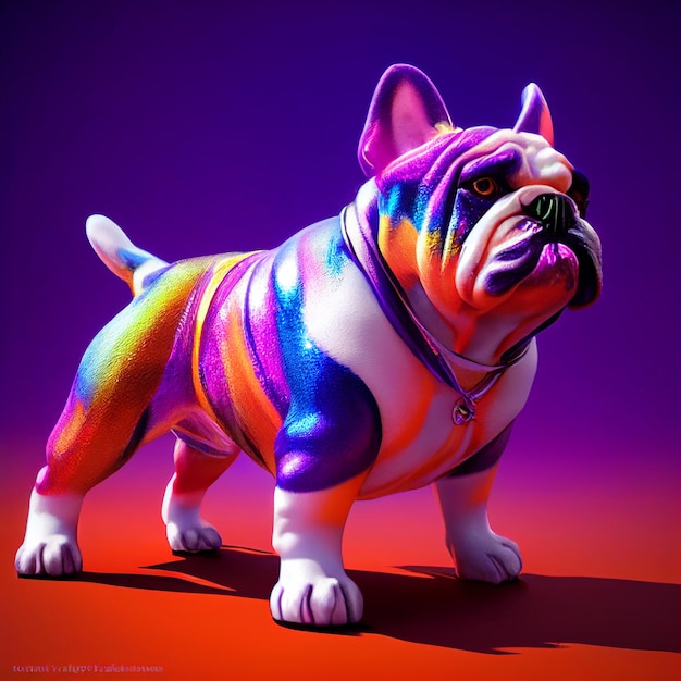 Kleurrijke Bulldog hond 3D-rendering model