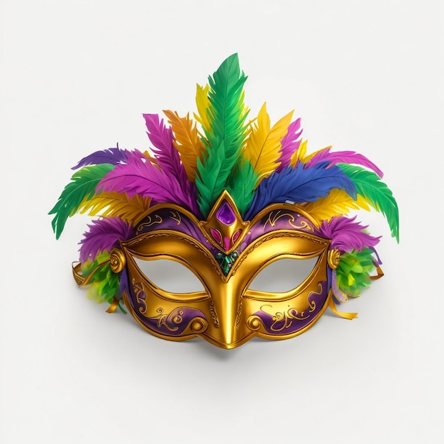 Kleurrijke carnavalmasker op een witte achtergrond