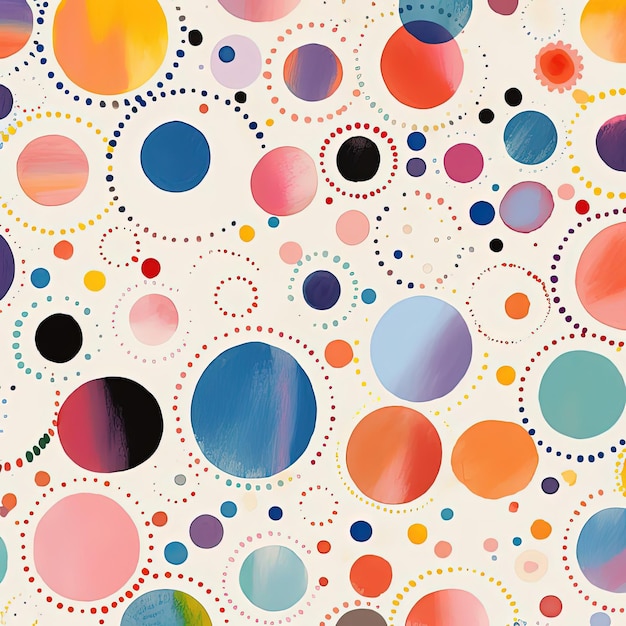 kleurrijke cirkels van verschillende afmetingen en kleuren in de stijl van herhalend patroon