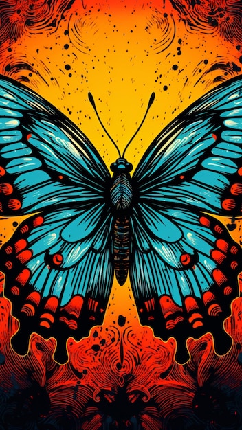 Kleurrijke close-up illustratie van een vlinder