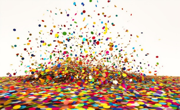 Foto kleurrijke confetti vallen op een witte achtergrond