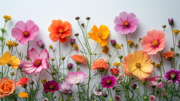 Kleurrijke Cosmosbloemen op een heldere achtergrond