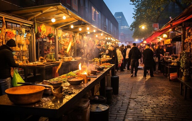 Kleurrijke culinaire marktplaats