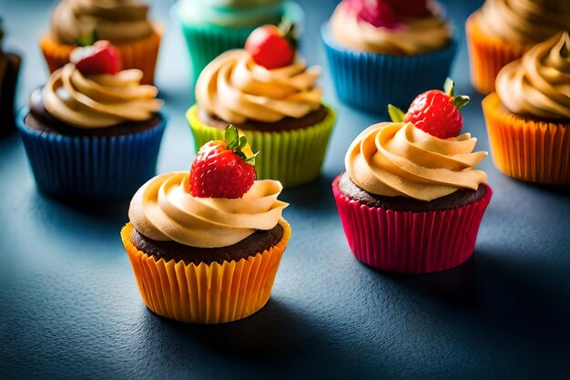 Foto kleurrijke cupcakes met heerlijke