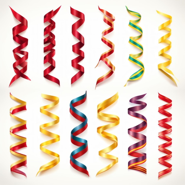 Kleurrijke Curling Ribbons en Strands Vector Collectie