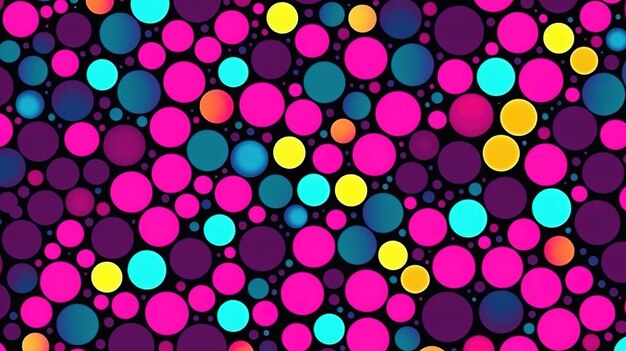 Kleurrijke cyan magenta gele en zwarte pop art polka dot cirkel