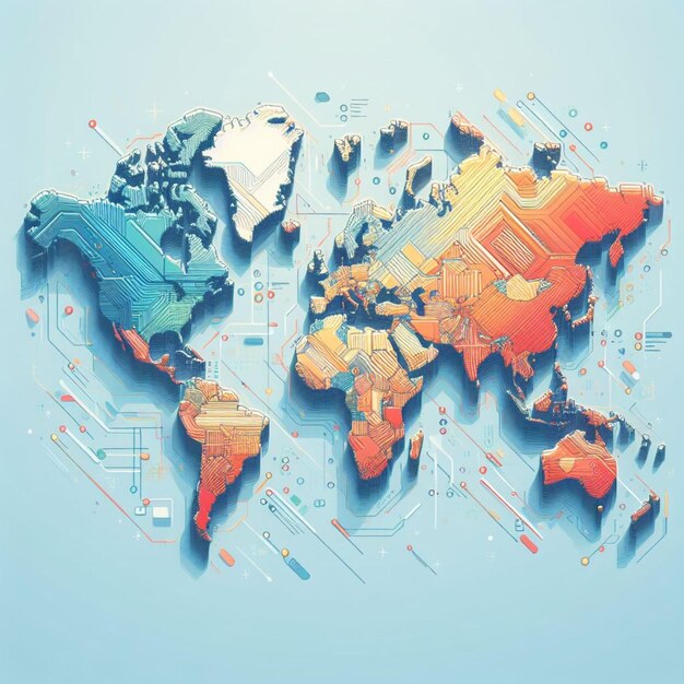 Kleurrijke digitale wereldkaart