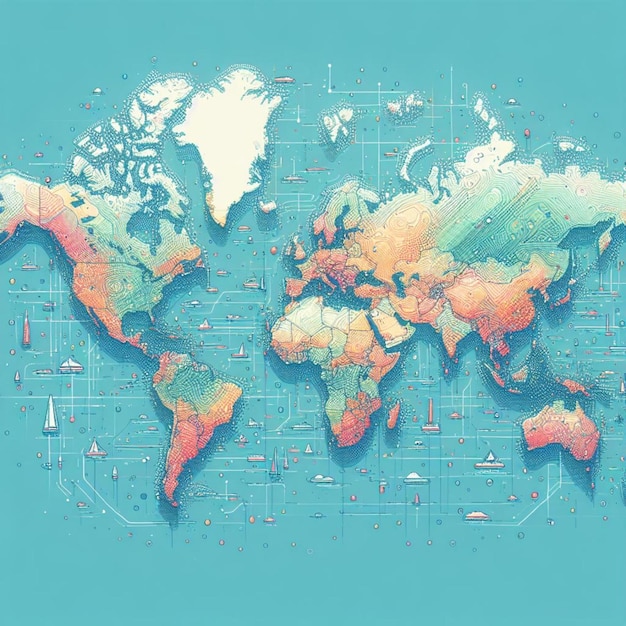 Kleurrijke digitale wereldkaart