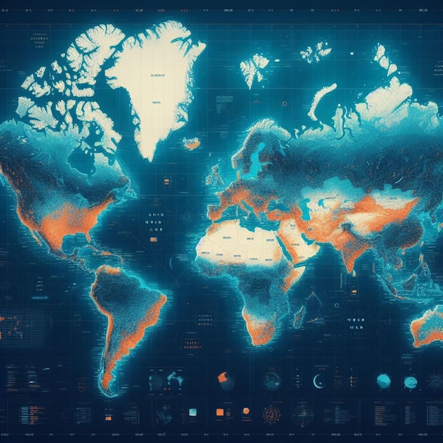 Kleurrijke digitale wereldkaart