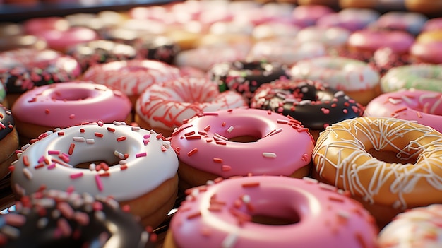 kleurrijke donuts HD 8K behang Stock Fotografische afbeelding