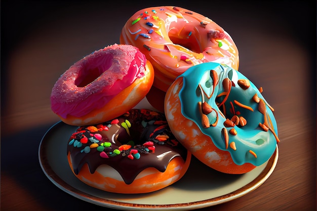 Kleurrijke donuts set