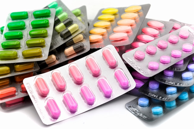 Kleurrijke doseringsvorm voor orale geneeskunde in strips.