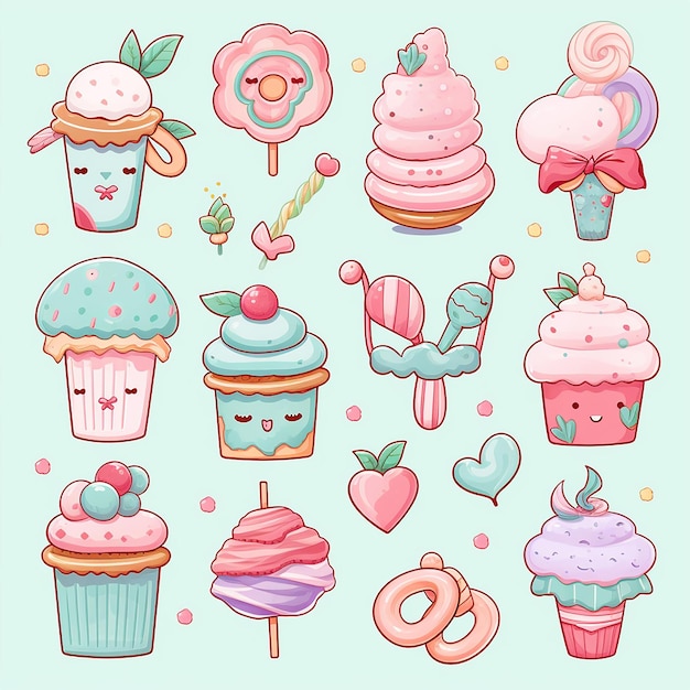 Kleurrijke eigenzinnigheid schattig element decoratie clipart in pasteltinten