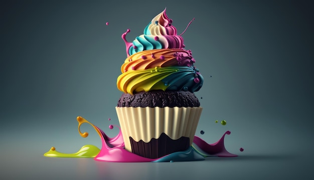 Kleurrijke en heerlijke cupcake-illustratie Geniet van zoetheid