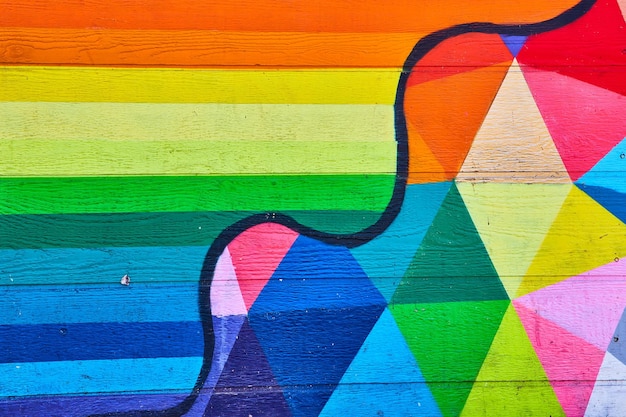 Kleurrijke en levendige abstracte regenboog LGBTQIA muurschildering