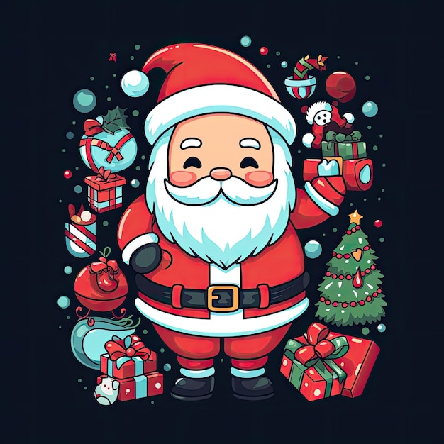 Foto kleurrijke en schattige kerstillustraties in 4k vector