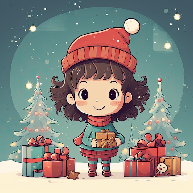 Kleurrijke en schattige kerstillustraties in 4K Vector