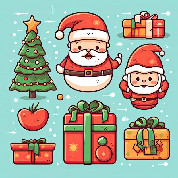 Kleurrijke en schattige kerstillustraties in 4K Vector