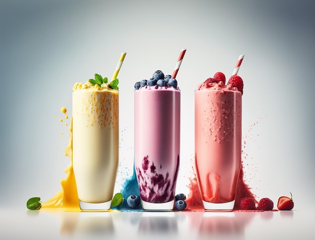 Kleurrijke en verfrissende smoothies Dranken gemaakt met generatieve AI