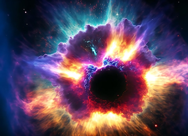 kleurrijke energie supernova explosie in de ruimte abstracte achtergrond
