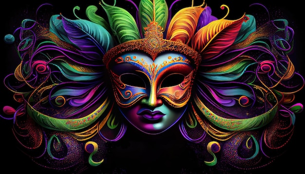 Kleurrijke feestelijke groepering van mardi gras Venetiaans carnavale masker veren kralen Party design banner
