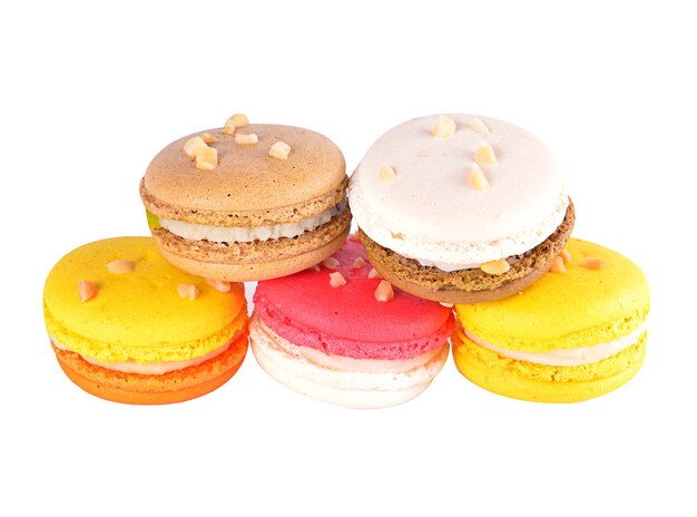 Kleurrijke Franse Macarons op wit